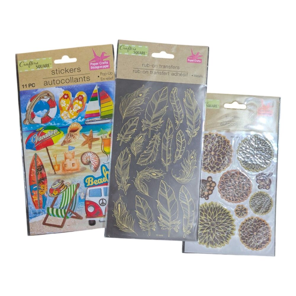 Crafter’s Square Craft Stickers & Rub-On Transfers Lot of 3
